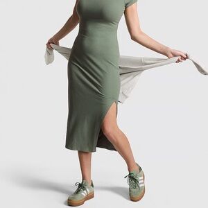 Ribbed Dress in Army Green